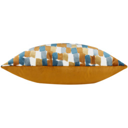 Metro Blocks Velvet Jacquard Square Cushion - Ginger / Feather - thumbnail 3