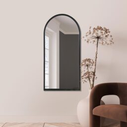MirrorOutlet Arcus - Black Metal Framed Arched Wall Mirror 120CM X 60CM - Black - thumbnail 2