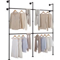 Wall Mounted Pipe Clothing Rack - Black