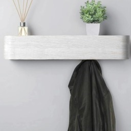 Wall-Mounted Coat Rack with 5 Hidden Hooks - White - thumbnail 4