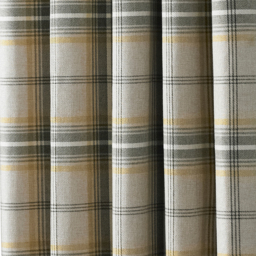 Aviemore Tartan Faux Wool Eyelet Curtains - Ochre / 137cm / 117cm - thumbnail 4