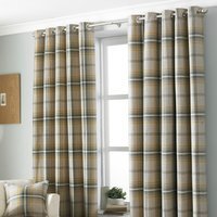 Aviemore Tartan Faux Wool Eyelet Curtains - Ochre / 137cm / 117cm - thumbnail 1