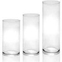 Glass Candle Cylinders - Set of 3  - Clear - thumbnail 1