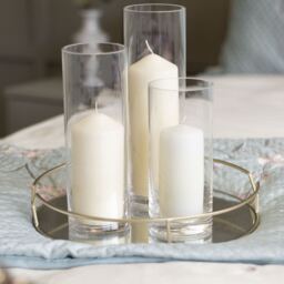 Glass Candle Cylinders - Set of 3  - Clear - thumbnail 2