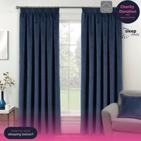 Pair of Oxford Blackout Velvet Supersoft Tape Top - Navy / 117cm / 137cm