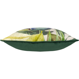 Rampha Velvet Piped Cushion - Green / Feather - thumbnail 3