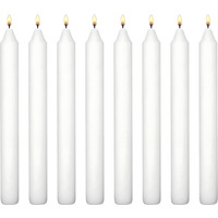 White Dinner Tapered Candles, Decorative, 18 cm, 6-Hour Burn - Pack of 24 - White / 8