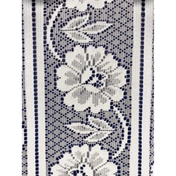 Milan - White Floral Patterned Vertical Window Blind, Pleated Lace Panel Curtain - White / 91cm - thumbnail 4