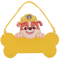 Paw Patrol Rubble Wooden Hanging Plaque - Yellow