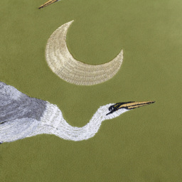Moonlit Flight Embroidered Velvet Cushion - Olive / Polyester - thumbnail 2