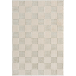 Vellure Modern Indoor Living Room Area Rug Embossed Metallic Sheen Grid Design - Cream / 290cm - thumbnail 5