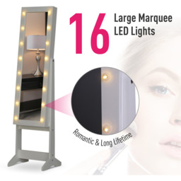 HOMCOM Jewelry Cabinet with LED Mirror Free Standing - White - thumbnail 5