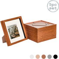 "3D Box Photo Frame - 8 x 8"" with 4 x 4"" Mount - Pack of 5 - Dark Wood/Ivory / 20cm" - thumbnail 1