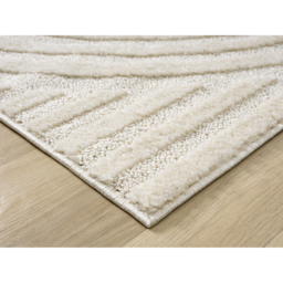 Isabella Living Room Area Rugs - Embossed Mazia Arch Lines Design Rug - Cream / 220cm - thumbnail 4