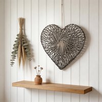 Wicker Heart Hanging Wall Art - Grey