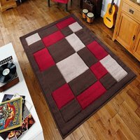 Havana Hand Carved Thick Area Rug  - Brown Red / 220cm