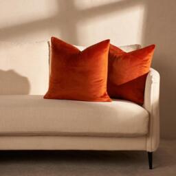 Pack Of Matte Velvet Cushion Covers - Burnt Orange / 45cm / 2 - thumbnail 2