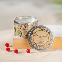 Christmas Floral Scented Candle Tin - Cream,Brown,Green - thumbnail 1