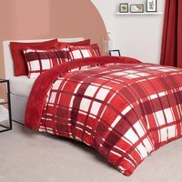 Teddy Check Duvet Set - Red / King - image 1