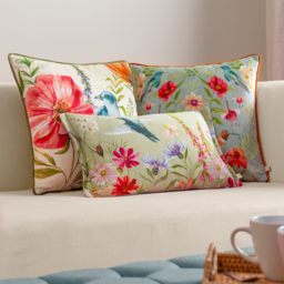 Nectar Garden Piped Velvet Cushion - Green - thumbnail 5