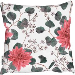 Watercolor Seamless pattern with Beautiful Dahlia flowers Outdoor Cushion - Red / 60cm - thumbnail 2