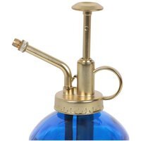 Vintage Glass Plant Mister With Gold Metal Pump - Blue - image 1