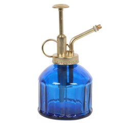 Vintage Glass Plant Mister With Gold Metal Pump - Blue - thumbnail 3