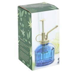 Vintage Glass Plant Mister With Gold Metal Pump - Blue - thumbnail 5