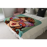 Woman Sunglasses. Fast Food And Sweets Reflection Blanket - Green - image 1
