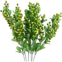 Pack of 6 x Artificial Green Berry Spray - 6 x 70cm Green Berry