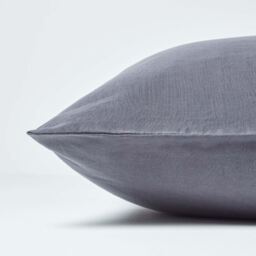 Homescapes Linen Kingsize Pillowcase, Housewife Style - Dark Grey - thumbnail 3