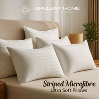 Striped Microfibre Hotel Quality Pillow Soft Medium Support - White / 4 - thumbnail 1