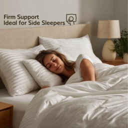 Striped Microfibre Hotel Quality Pillow Soft Medium Support - White / 4 - thumbnail 3
