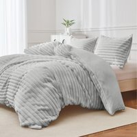 Super soft luxury faux fur stripe Duvet - Silver / 230cm