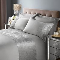 Band Crushed Velvet Duvet Cover Sets - Silver Grey / Superking / 2x pillowcase