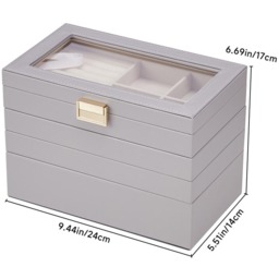 Stackable Jewellery Storage Box with Lid - Grey - thumbnail 4