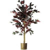 Artificial Office Plants Ficus Tree with Golden Planter - Red Ficus Gold Pot