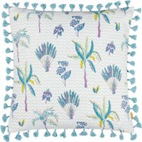 Chamae Floral Tasselled Cushion - Lilac / Feather