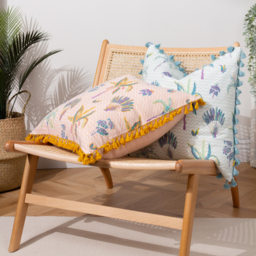 Chamae Floral Tasselled Cushion - Lilac / Feather - thumbnail 5