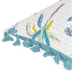 Chamae Floral Tasselled Cushion - Lilac / Feather - thumbnail 4