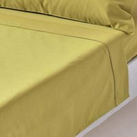 1000 Thread Count Egyptian Cotton Flat Sheet Satin Feel - Olive Green / Single