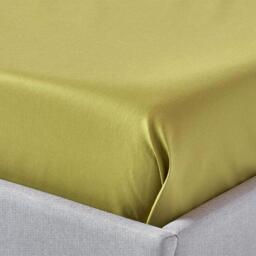 1000 Thread Count Egyptian Cotton Flat Sheet Satin Feel - Olive Green / Single - thumbnail 3