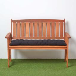 Homescapes Garden Bench Cushion Luxury Cotton Indoor Outdoor Bench Pad - Black / 3-Seater Bench - thumbnail 5
