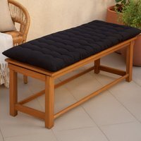 Homescapes Garden Bench Cushion Luxury Cotton Indoor Outdoor Bench Pad - Black / 3-Seater Bench