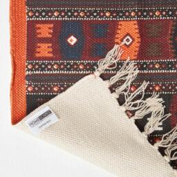 Cotton Kilim Printed Rug Terracotta Black and Brown Design - Multi Colour / 120cm - thumbnail 5