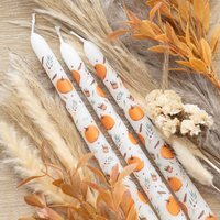 Set of 3 Pumpkin Taper Candles - White/Orange