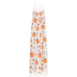 Set of 3 Pumpkin Taper Candles - White/Orange - thumbnail 3
