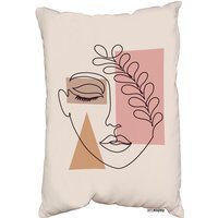 Minimal Line Drawing Of Womans Face Outdoor Cushion - White - image 1