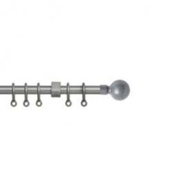 13 - 16mm Silver Ball Metal Curtain Pole Set - Silver / 150cm - thumbnail 2