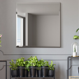 Moderni All Glass Modern Bevelled Square Wall Mirror - Black - thumbnail 3